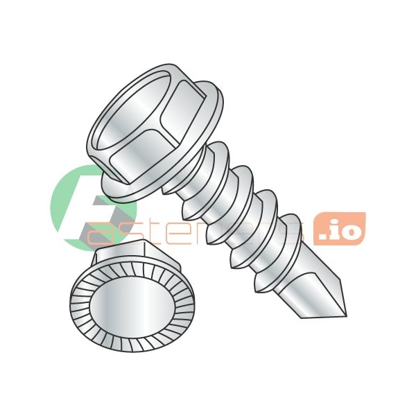 Newport Fasteners Self-Drilling Screw, #14 x 1-1/4 in, Zinc Plated Steel Flange Hex Head External Hex Drive, 1500 PK 471583 - main